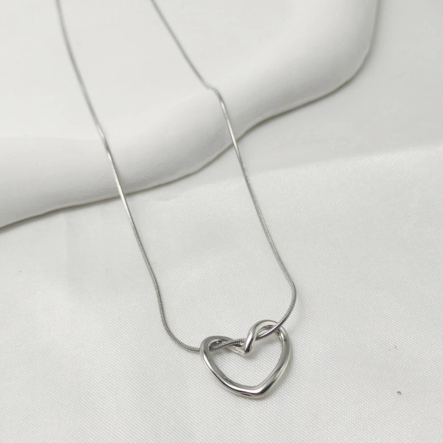 Hollow Heart Necklace [304 Stainless Steel,18K Gold Plated]