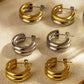 Double Layer Hoop Earrings [304 Stainless Steel,18K Gold Plated]