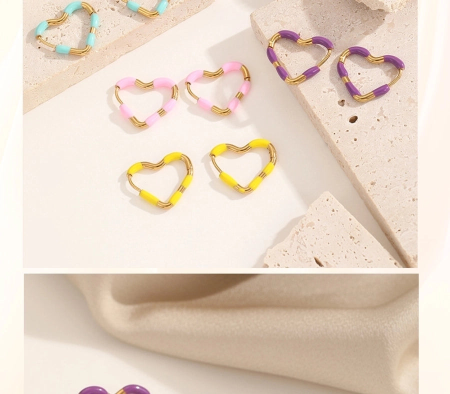 Heart Shape Epoxy Earrings [304 Stainless Steel]