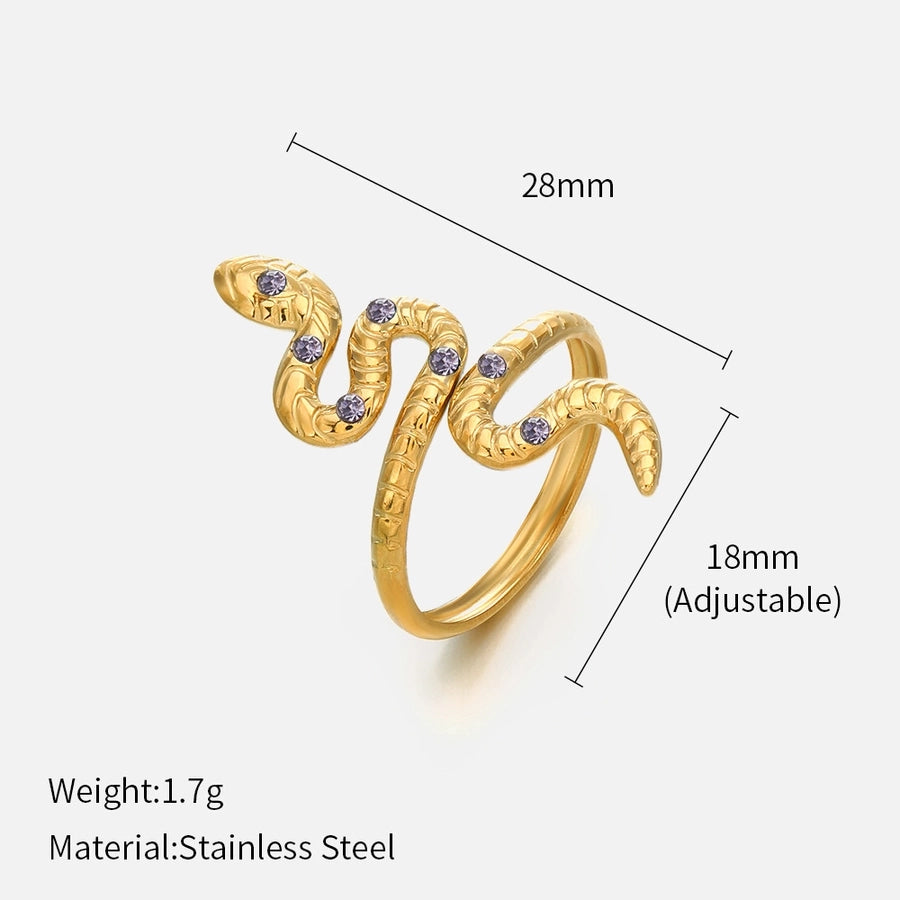 Snake Rhinestones Ring [304 Stainless Steel]