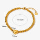 Heart Shape Beaded Bracelet/Necklace [304 Stainless Steel,16K Gold Plated]