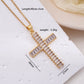 Cross Zircon Pendant Necklace [304 Stainless Steel,Copper]