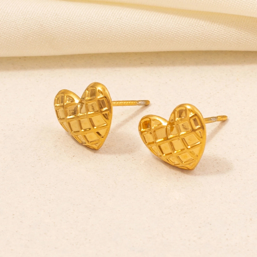 Heart Shape Earrings [304 Stainless Steel,18K Gold Plated]