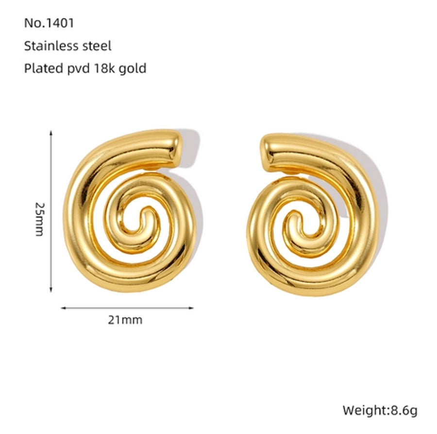 Linijos spiraliniai juostelės auskarai [304 Nerūdijantis plienas, 18k auksinis padengtas]