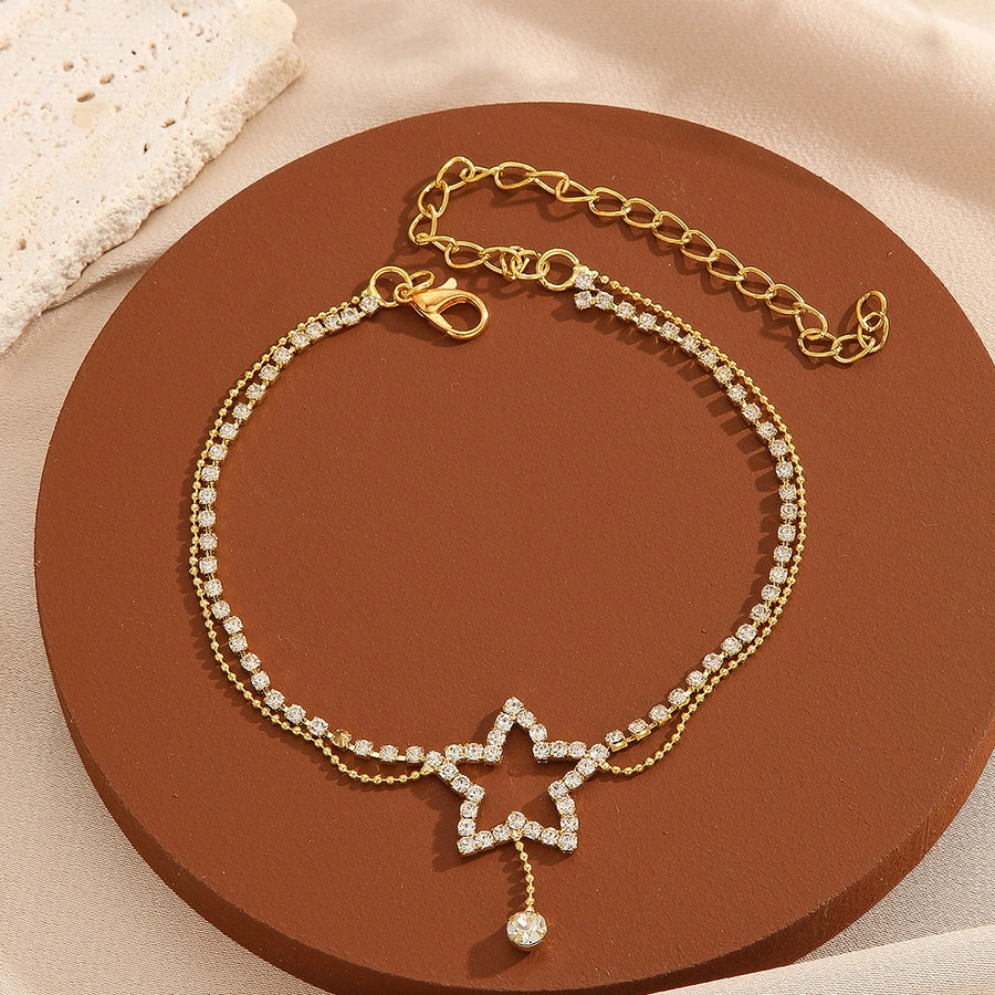 Star Rhinestones Anklet [304 Stainless Steel]