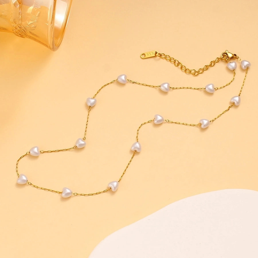 Artificial Pearl Bracelet/Necklace [304 Stainless Steel,18K Gold Plated]