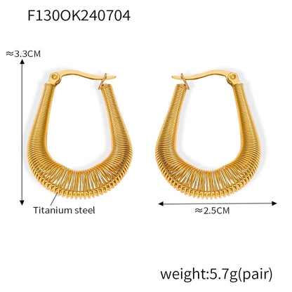 U Shape Lines Layered Earrings [304 Stainless Steel,18K Gold Plated]