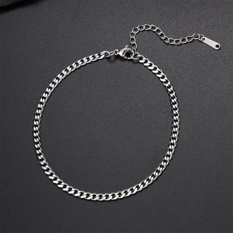 Silver Curb Chain Anklet [304 Stainless Steel]