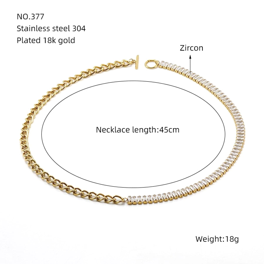 Rhinestones Chain Bracelet/Necklace [304 Stainless Steel, 18K Gold Plated]