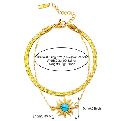 Sun/Heart/Butterfly Turquoise Bracelets [304 Stainless Steel,18K Gold Plated]