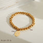 Elastic String Round Beads Bracelets [201 Stainless Steel,18K Gold Plated]